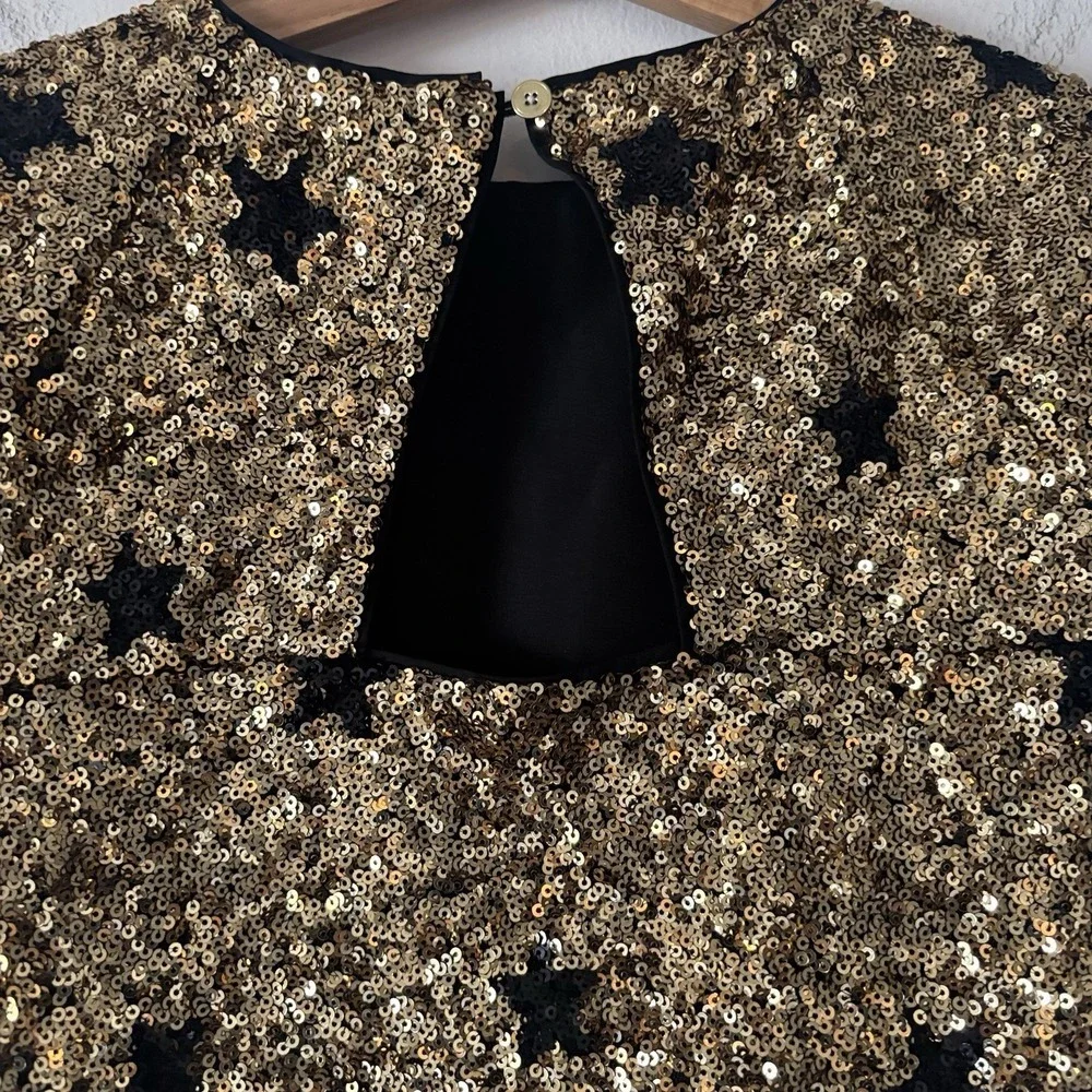 J. Crew CREWCUTS Girls Sequin Stars Short Sleeve Shift Dress Size 5 Preppy Party